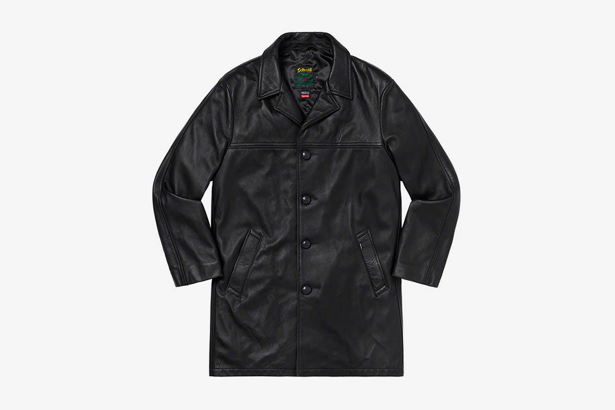 supreme schott leather overcoat